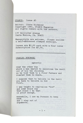 Six New Poems in Stance, Issue #3