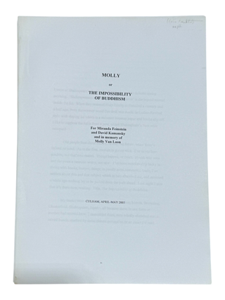 Item #10161 Molly; or The Impossibility of Buddhism. Colin Franklin, Molly van Loon
