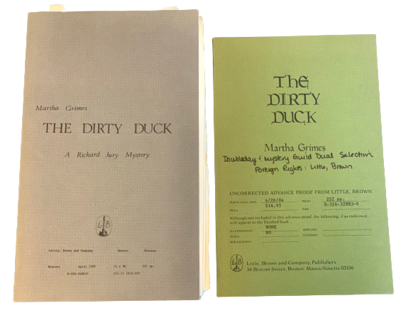 Item #3069 The Dirty Duck - Set of 2 Proof Copies. Martha Grimes.