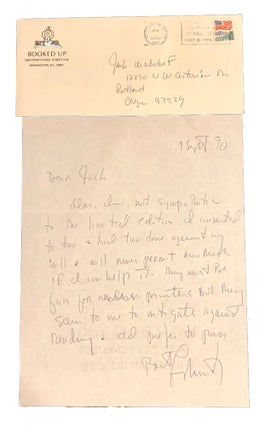 Item #4379 Autograph Letter Signed (ALS) with CC from addressee. Larry McMurtry, Jack Walsdorf