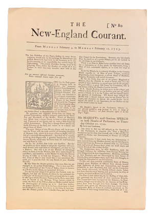 Item #4742 The New-England Courant No. 80 From Monday February 4. to Monday February 11. 1723....
