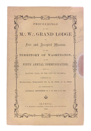 Item #4754 Proceedings of the M. W. Grand Lodge of Free and Accepted Masons of the Territory of...