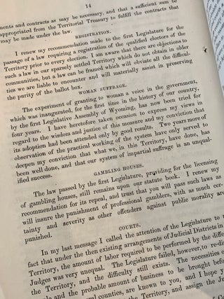 Message of Governor Campbell, to the Third Legislative Assembly of Wyoming Territory, Convened at Cheyenne, November 4th, 1873