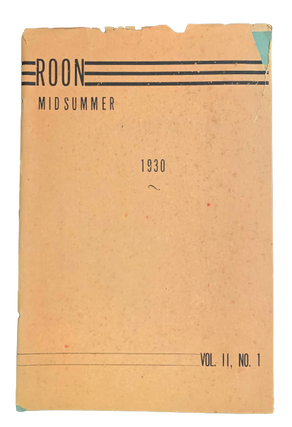 Item #5043 Roon: A Brochure of Modern Verse Issued Midsummer Eve and Twelfth Night. Vol II, No....
