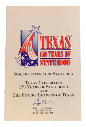 Item #5109 Texas: 150 Years of Statehood event program. Texas Sesquicentennial