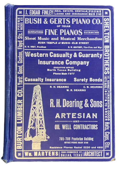 Item #5113 Worley's Directory of Dallas, Texas 1911. Texas Dallas.
