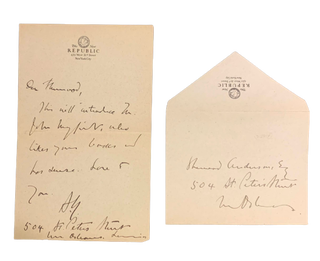 Item #5121 Autograph Letter Signed. Sherwood Anderson, Stark Young