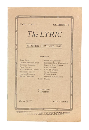 Item #5437 The Lyric Vol. XXV Number 4, Winter 1946. Siddie Joe Johnson, Leigh - ed Hanes