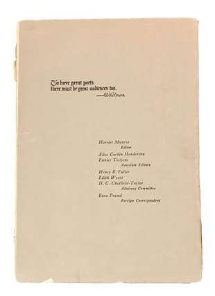 Poetry: A Magazine of Verse, Vol. IX No. 1, October 1916