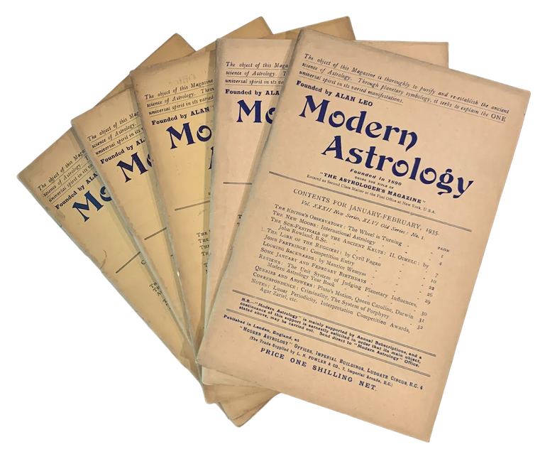 Item #5449 Modern Astrology / The Astrologer's Magazine. 5 consecutive issues from 1935. Alan Leo.
