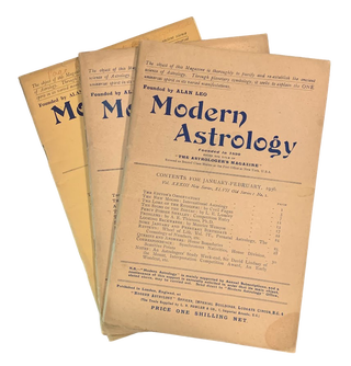 Item #5450 Modern Astrology / The Astrologer's Magazine. 3 issues from 1936-37. Alan Leo