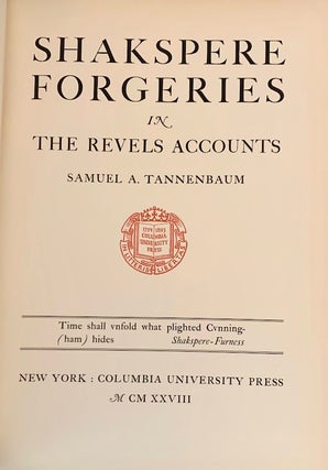 Shakspere Forgeries in the Revels Accounts