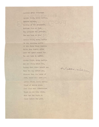Item #5541 (Typescript Poem Signed) Lullaby After Christmas. Vassar Miller