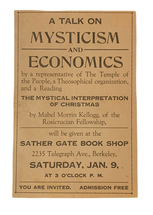 Item #5544 A Talk on Mysticism and Economics by a Representative of the Temple of the People....