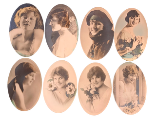 Item #5546 Eight Cameo Photographs of Edna Purviance. Charlie Chaplin, Willard - photographer Worden