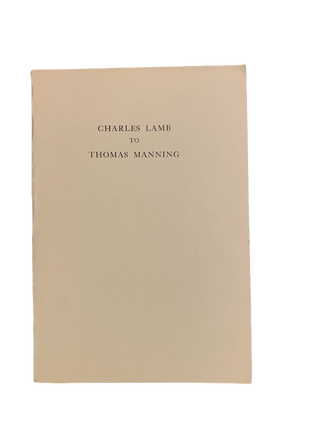 Item #5593 Charles Lamb to Thomas Manning. Charles Lamb