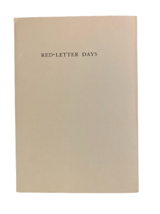 Item #5595 Red-Letter Days. Amateur Press, Joseph P. Clossey