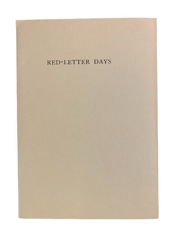Item #5595 Red-Letter Days. Amateur Press, Joseph P. Clossey.