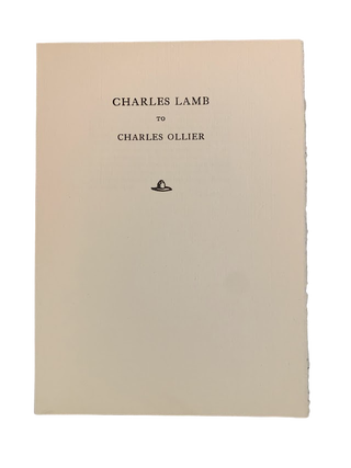 Item #5604 Charles Lamb to Charles Ollier. Charles Lamb