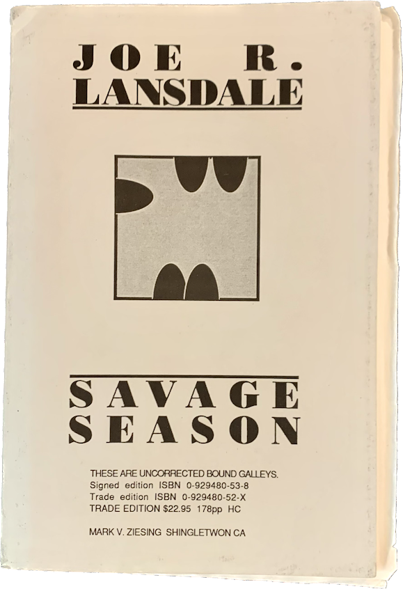 Item #5649 Savage Season. Joe R. Lansdale.