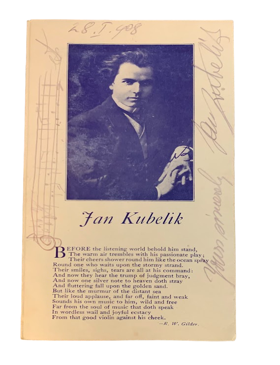 Program for 'Kubelik Night' at the Los Angeles Gamut Club. Jan Kubelik, Marianne Kubelik, Berthe Roy.