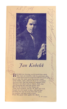 Item #5784 Program for 'Kubelik Night' at the Los Angeles Gamut Club. Jan Kubelik, Marianne...