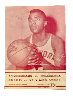 Item #5785 NBA Program for Knickerbockers vs. Philadelphia, Madison Square Garden, 1957. Red...