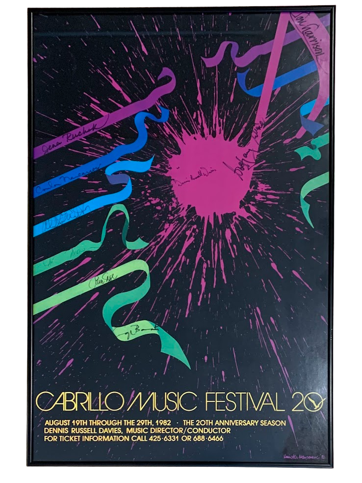 Cabrillo Music Festival 20th Anniversary Season Poster, 1982. John Cage, Lou Harrison, Conlon Nancarrow.