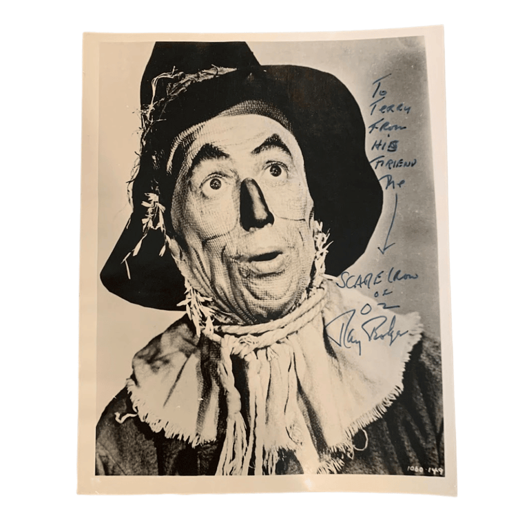Item #5909 Signed Photograph as the Scarecrow from The Wizard of Oz. Ray Bolger.