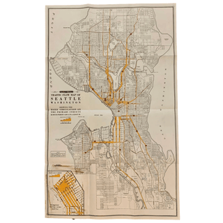 Item #6017 Traffic Flow Map of Seattle, Washington: Showing the daily circulation on the primary...