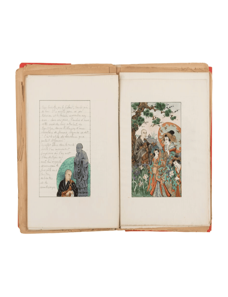 Item #6067 L&eacute;gende de la Courtesane Otzoumi et du pr&ecirc;tre Bouddhique Itzari. Anon., Illustrated Manuscript.