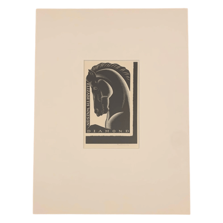 Horse's Head Bookplate [Signed Wood Engraving. Paul Landacre.