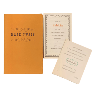 Item #6338 Mark Twain, Huntington Library Exhibition [with] Invitation and Exhibit Guide. Ward...
