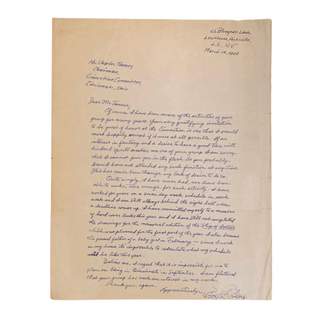 Item #6506 Autograph Letter Signed from Virgil Finlay to Charles Tanner. Weird Tales, Virgil...
