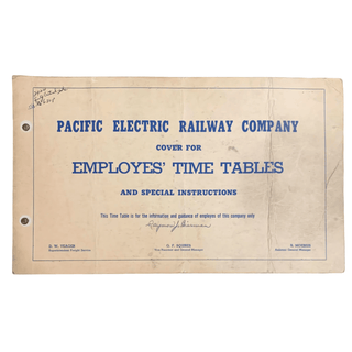 Item #6526 Employes' Time Tables, Glendale-Burbank Line, 1954. Pacific Electric Railway