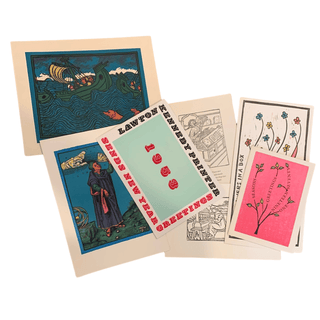 Item #6541 Set of 7 Hand Printed Greeting Cards. California Fine Printing, Lawton Kennedy, Alfred