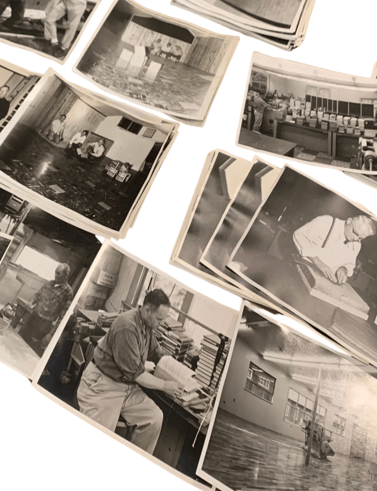 Photographic Archive Detailing the building of a Bindery at Alma College in Los Gatos, California. Jesuit Bookbinders, Brother McDermott.
