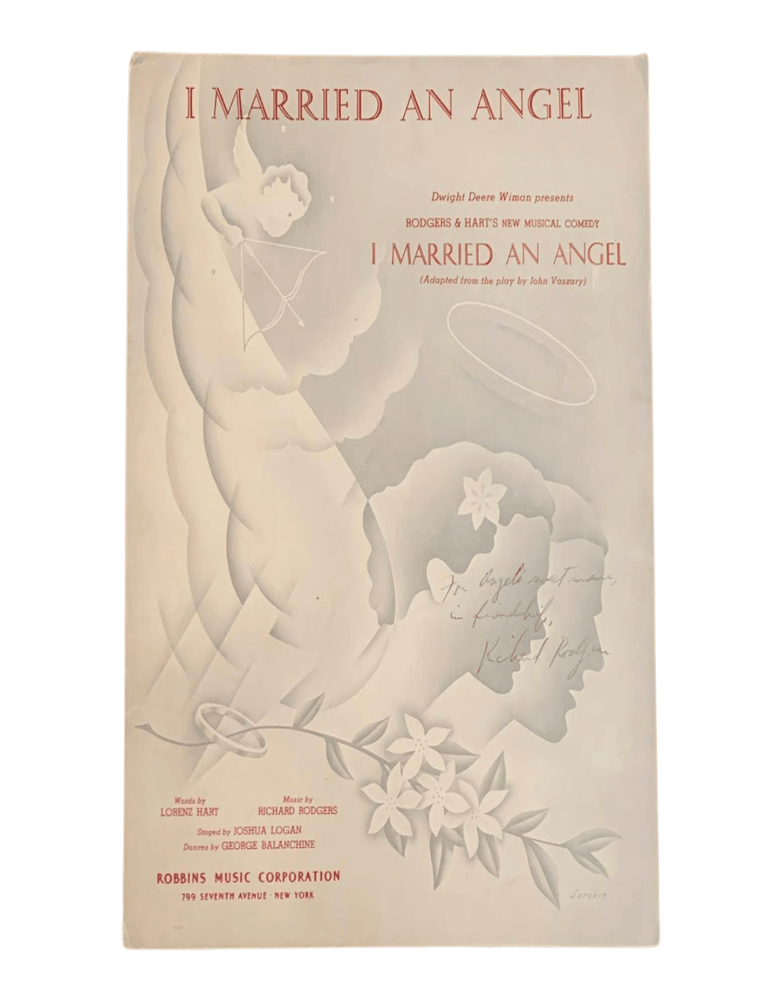 I married an Angel [Sheet Music Inscribed by Rodgers to Vera Zorina. Lorenz Hart, Richard Rodgers.