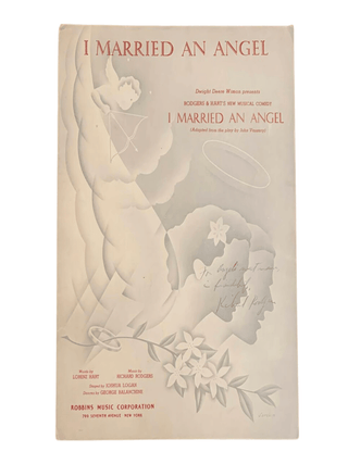 I married an Angel [Sheet Music Inscribed by Rodgers to Vera Zorina. Lorenz Hart, Richard Rodgers.