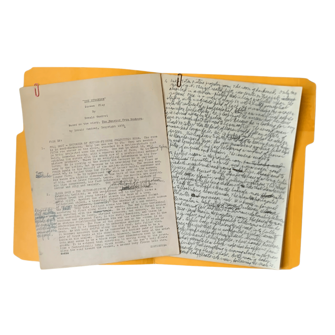 The Stranger Unpublished, Manuscript Screenplay based on The Monster ...