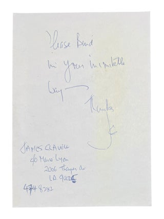 Item #9951 Autograph Note Signed. James G. Clavell