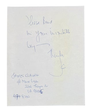 Item #9951 Autograph Note Signed. James G. Clavell